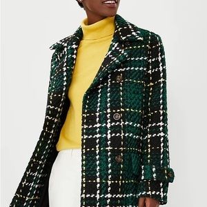 Ann Taylor Green Plaid Peacoat